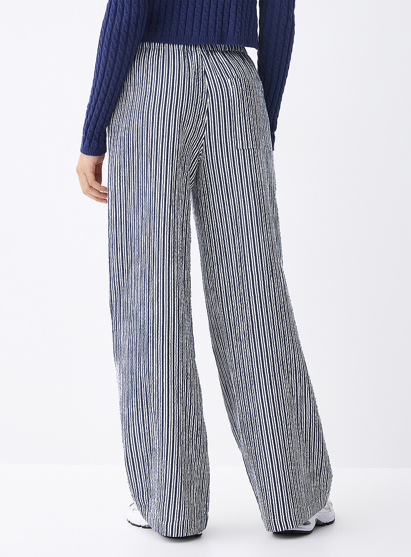 Twik Patterned Blue Wide-leg organic cotton gauze pant for women