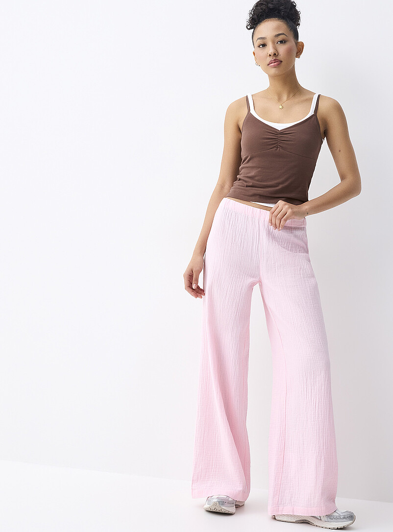 Twik Patterned Blue Wide-leg organic cotton gauze pant for women