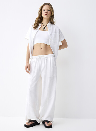 Loose organic cotton gauze jogger