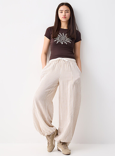 Twik: Le jogger ample gaze coton bio Sable pour femme