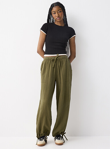 Loose organic cotton gauze jogger