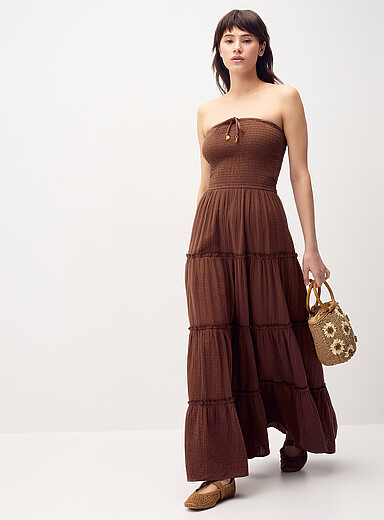 Organic cotton gauze tiered tube dress