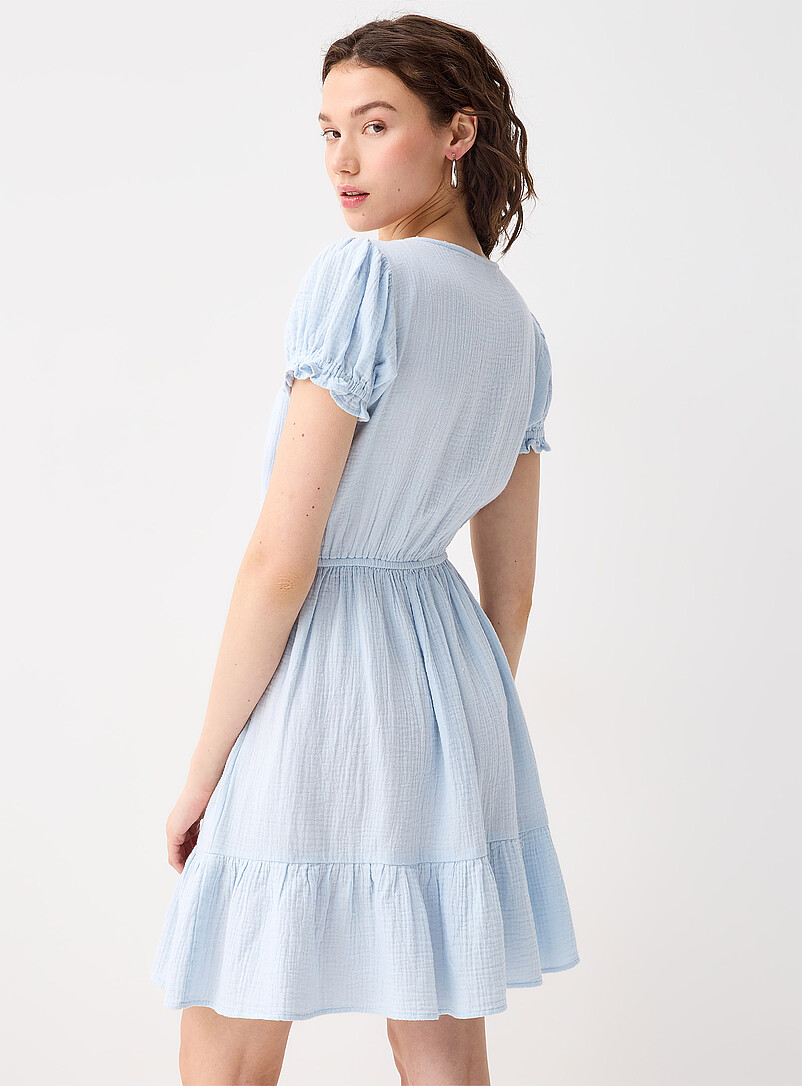 Twik: La robe &eacute;tag&eacute;e gaze coton bio Jaune ma&iuml;s - Vanille pour femme