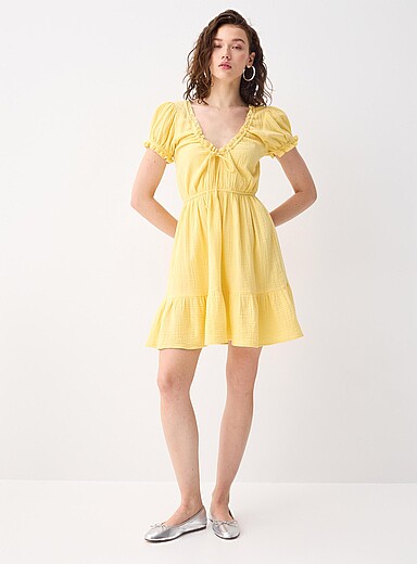Organic cotton gauze tiered dress