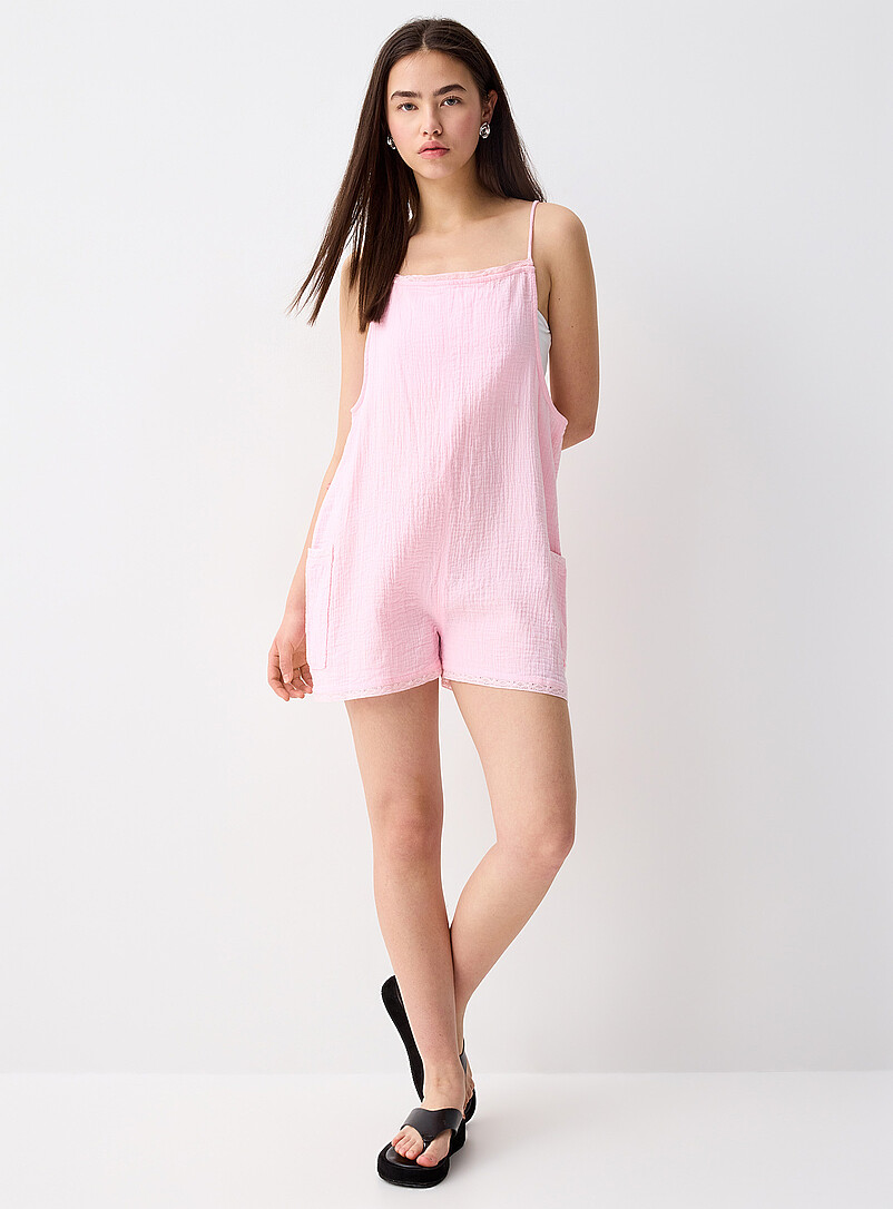 Twik: Le combishort gaze coton bio Rose pour femme