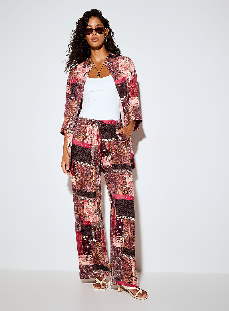 Ic&ocirc;ne Patterned blue Loose elongated printed blouse for women