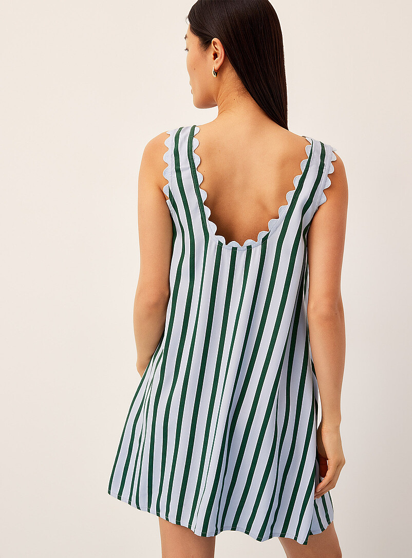 Ic&ocirc;ne: La minirobe bordures festonn&eacute;es Bleu et vert pour femme