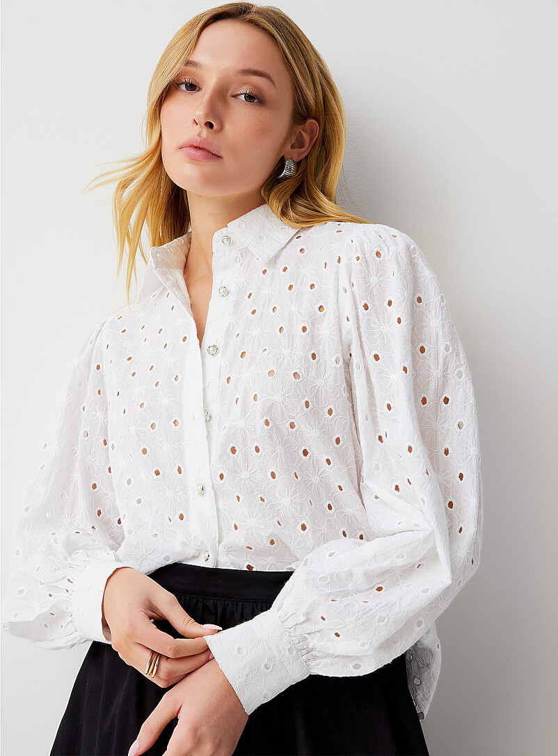 Puff-sleeve broderie anglaise shirt product image (primary)