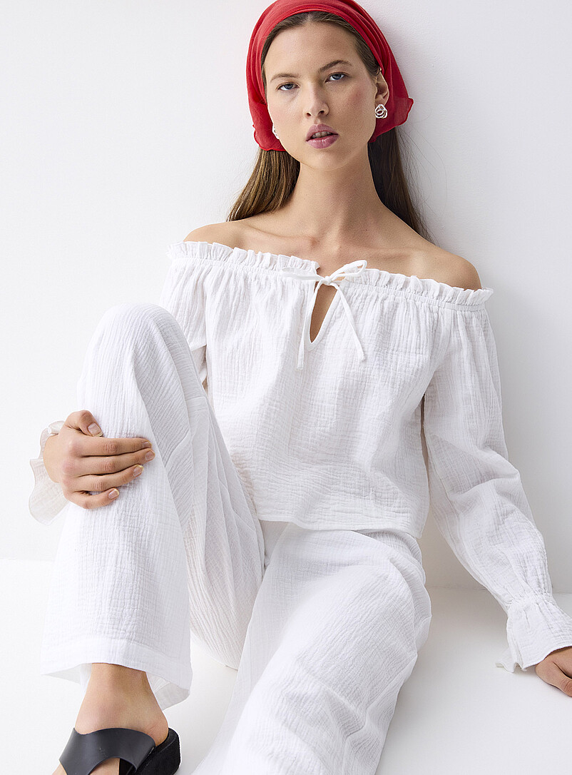 Ruffled off-the-shoulder blouse product image (primary)