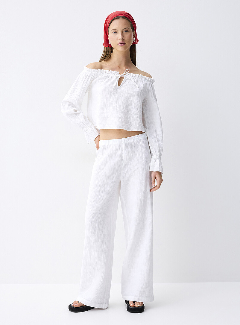 Wide-leg organic cotton gauze pant product image (primary)