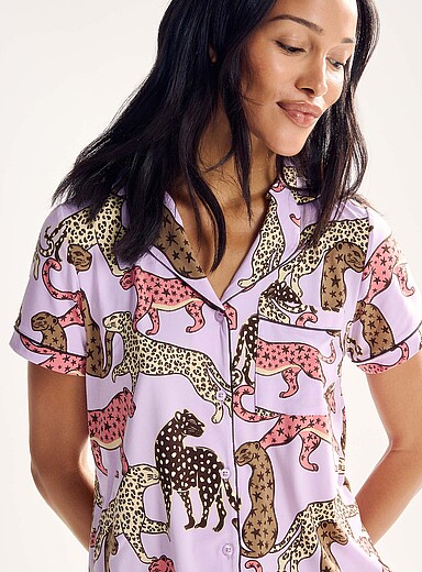 L'ensemble pyjama ultradoux l&eacute;opards &eacute;toil&eacute;s