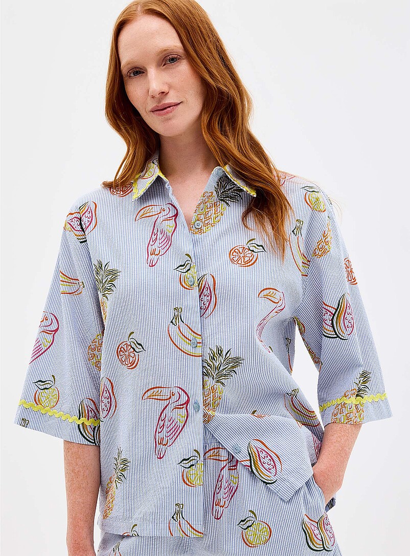 Toucans and fruit striped seersucker pyjama set product image 2