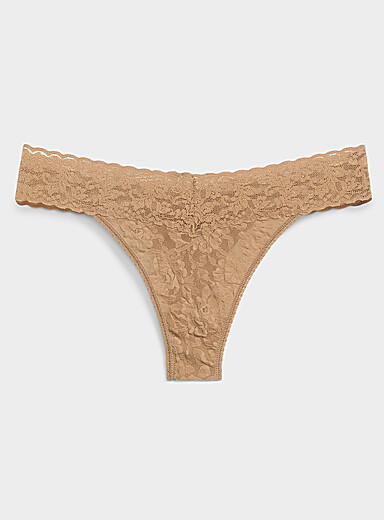 Hanky Panky Light Brown Stretch lace thong Nylon for women