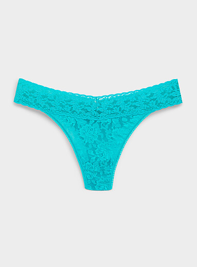 Hanky Panky Teal Stretch lace thong Nylon for women