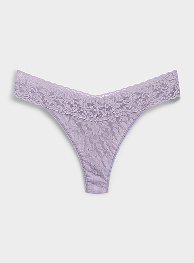 Hanky Panky: Le tanga dentelle extensible Nylon Mauve pour femme