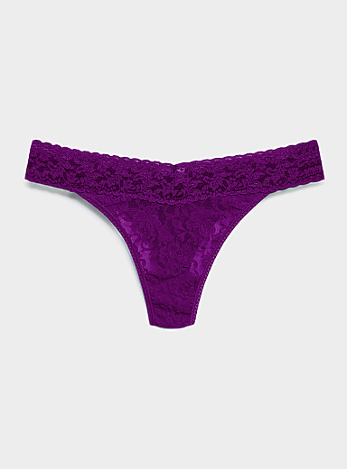 Hanky Panky: Le tanga dentelle extensible Nylon Mauve pour femme