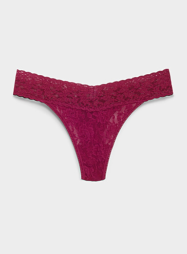 Hanky Panky: Le tanga dentelle extensible Nylon Rouge framboise - Cerise pour femme
