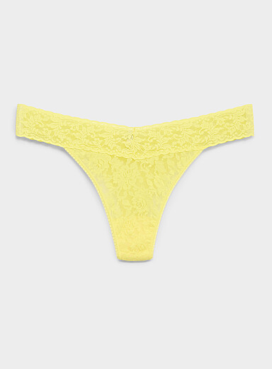 Hanky Panky Yellow Stretch lace thong Nylon for women
