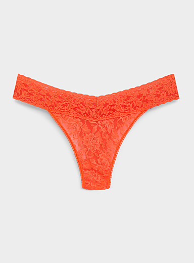 Hanky Panky: Le tanga dentelle extensible Nylon Orange vif - Citrus pour femme