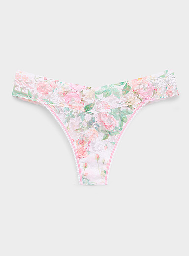 Hanky Panky Patterned white Printed stretch lace thong Nylon for women
