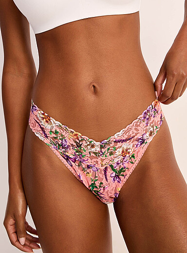 Hanky Panky Coral Printed stretch lace thong Nylon for women