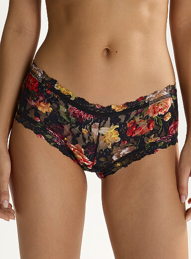 Hanky Panky Patterned Black Stretch pure lace boyshort Nylon for women