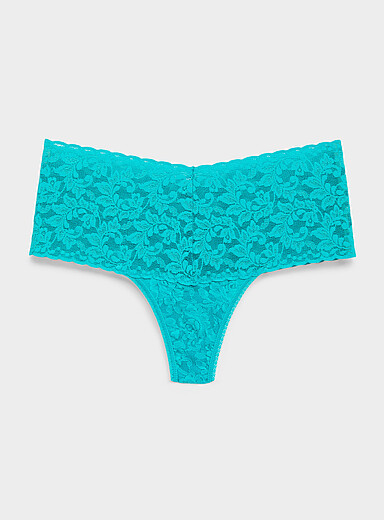 Hanky Panky Teal Stretch lace high-waist thong Nylon for women