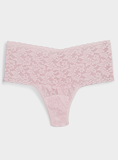 Hanky Panky Dusky Pink Stretch lace high-waist thong Nylon for women