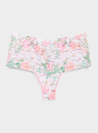 Colourful lace high-waist thong Nylon