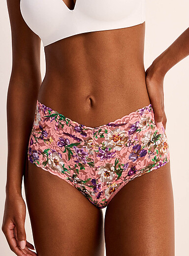 Hanky Panky: Le tanga dentelle taille haute color&eacute; Nylon Orange corail pour femme