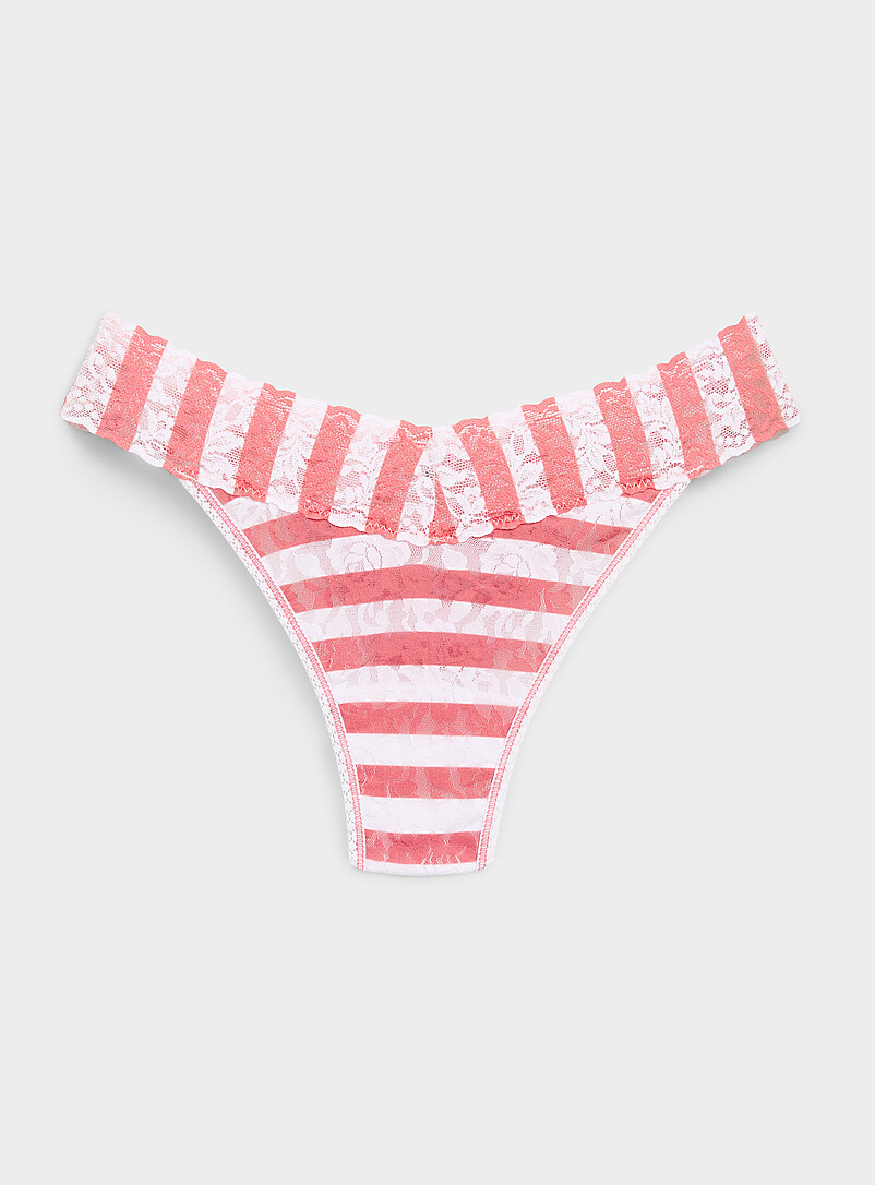 Printed Stretch Lace Thong Nylon