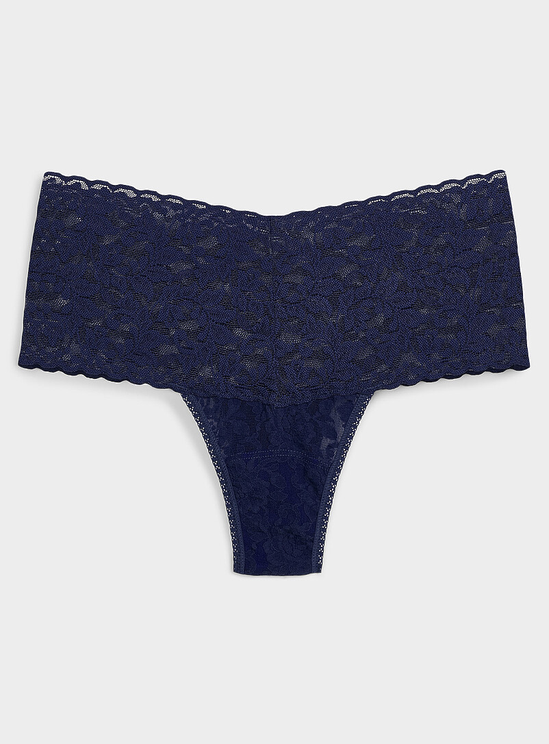 Stretch Lace High-Waist Thong Nylon