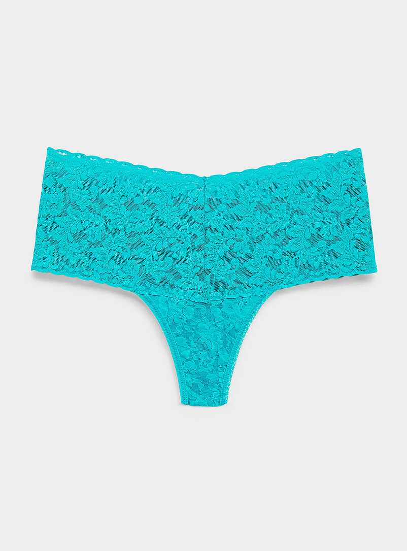 Stretch lace high-waist thong Nylon product image (primary)