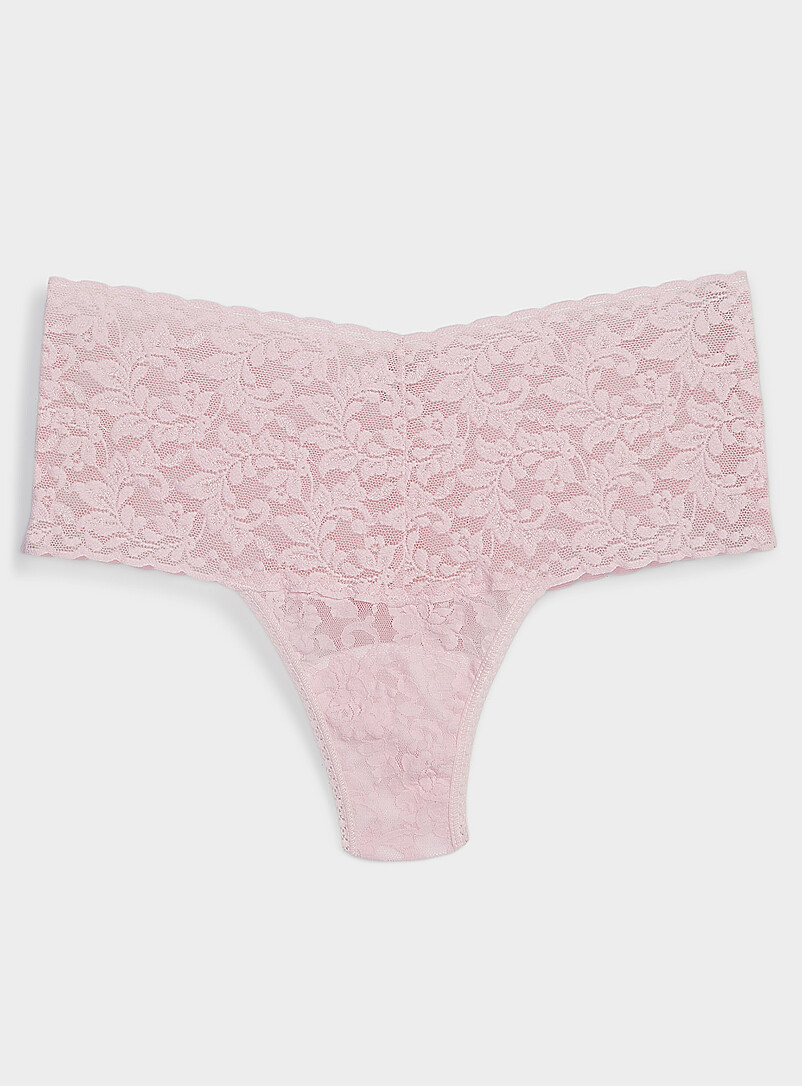 Stretch Lace High-Waist Thong Nylon