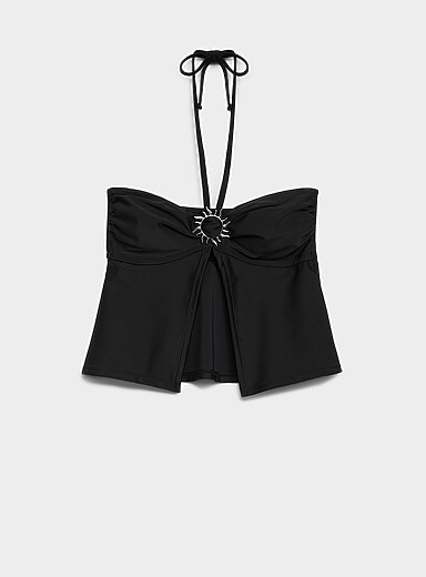 Simons Black Sun halter open tankini for women