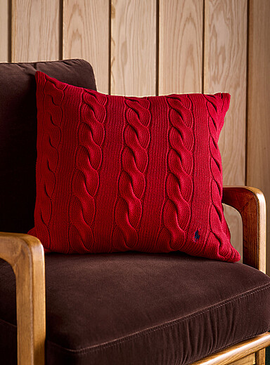 Polo Ralph Lauren: Le coussin d&eacute;houssable rouge tricot c&acirc;bles Hanley 50 x 50 cm Rouge