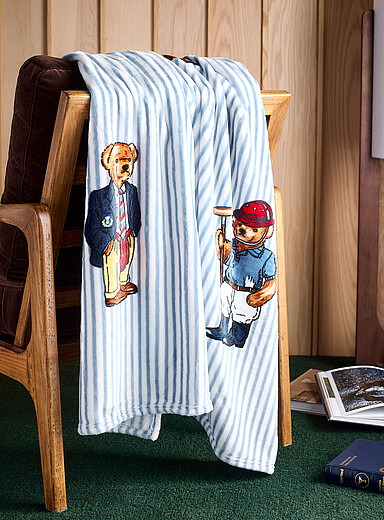 Stripes and teddy bear ultra-soft throw 127 x 178 cm