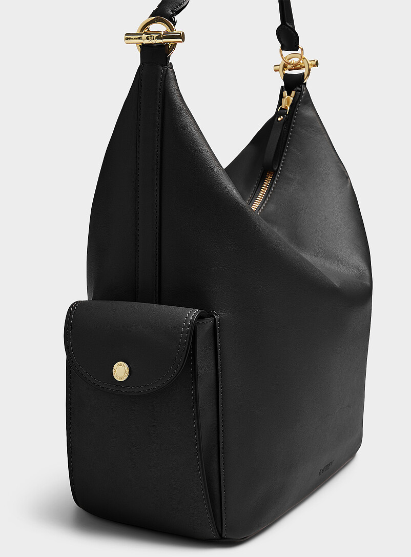 Lauren Ralph Lauren: Le grand sac d'&eacute;paule pochettes lat&eacute;rales Blaike Noir pour femme