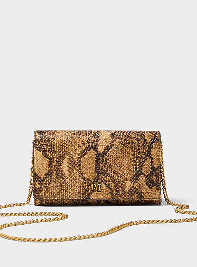 Gold-chain snakeskin-pattern mini shoulder bag