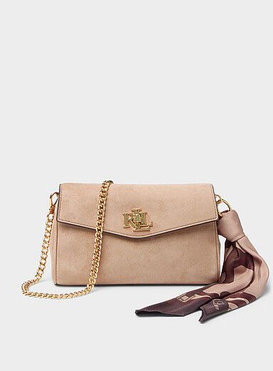 Le petit sac bandouli&egrave;re su&egrave;de bordure foulard