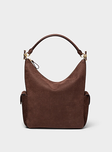 Le grand sac d'&eacute;paule pochettes lat&eacute;rales cuir croco Blaike