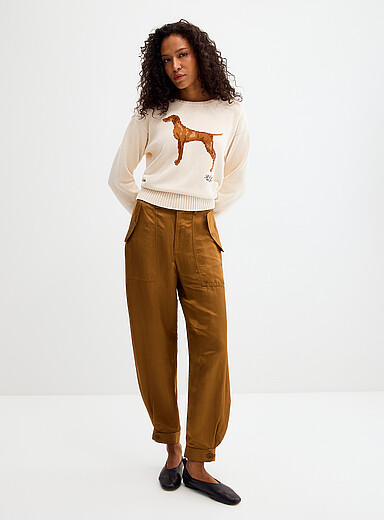 Lauren Ralph Lauren Bronze/Amber Fitted-ankle satiny pant <b>Fit: Barrel leg, high rise</b> for women
