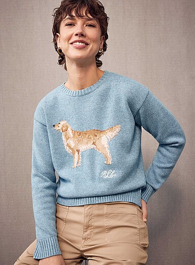 100% cotton canine jacquard sweater