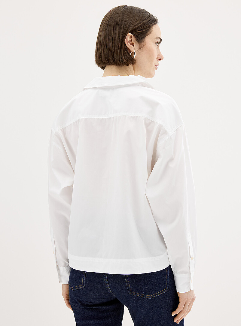 Lauren Ralph Lauren White Patch pocket open-collar loose blouse for women