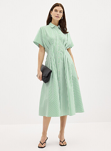 Lauren Ralph Lauren: La robe chemise rayures vertes Vert &agrave; motifs pour femme