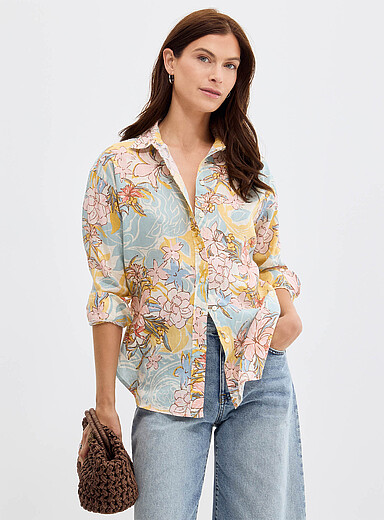 La chemise fleurs anim&eacute;es pur lin