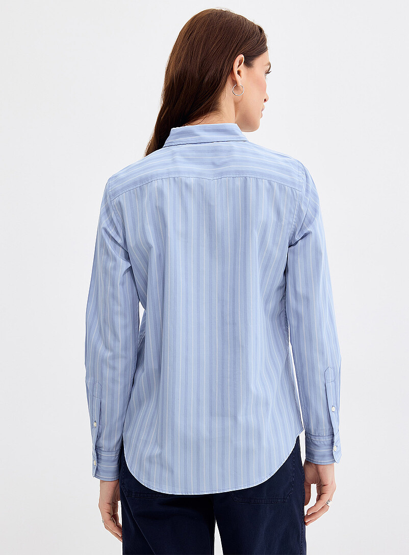 Lauren Ralph Lauren: La chemise popeline fines rayures Bleu p&acirc;le - Bleu ciel pour femme
