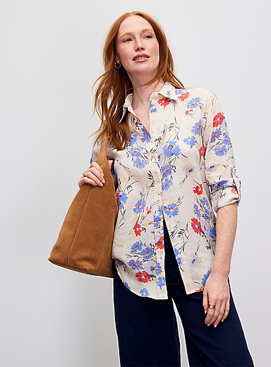 Soft flowers pure linen shirt