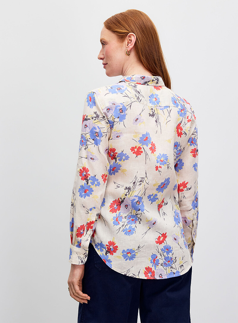 Lauren Ralph Lauren: Le chemise douces fleurs pur lin &Eacute;cru &agrave; motifs pour femme