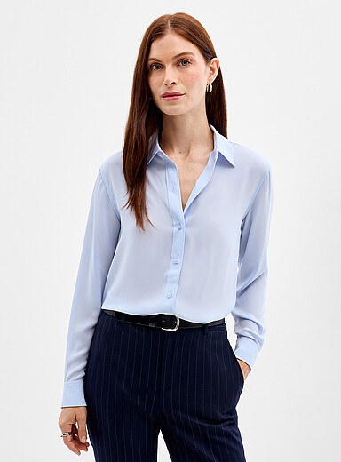 Lauren Ralph Lauren Baby Blue Icy blue crepe blouse for women